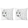 thumbnail image 1 of Ambesonne Black White Throw Pillow Cover 2 Pack, Soccer Ball in Net, 24", Black White, 1 of 7