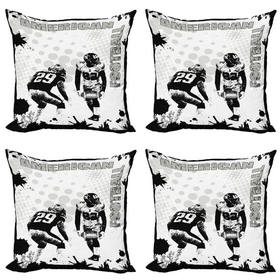 Ambesonne Black White Throw Pillow Cover 4 Pack, American Soccer Dot, 20", Black White