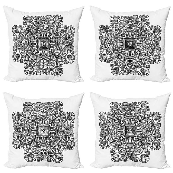 Ambesonne Black White Throw Pillow Cover 4 Pack, Celtic Art, 20", Black White