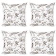 thumbnail image 1 of Ambesonne Black White Throw Pillow Cover 4 Pack, Dinosaurs Skeleton, 20", Dark Brown White, 1 of 6