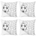 thumbnail image 1 of Ambesonne Black White Throw Pillow Cover 4 Pack, Soccer Ball in Net, 20", Black White, 1 of 5