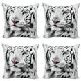 thumbnail image 1 of Ambesonne Black White Throw Pillow Cover 4 Pack, Winter White Tiger, 24", White Black and Grey, 1 of 5