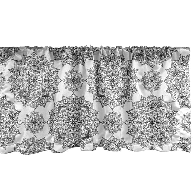 Ambesonne Black Window Valance, Eastern Mosaic Patterns, 54" X 18", Black