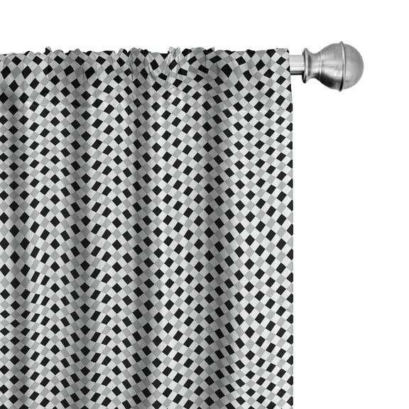 Ambesonne Black and Grey Window Curtains, Rhombus Pattern, Each 28" W x 63" L, Black Pale Grey White