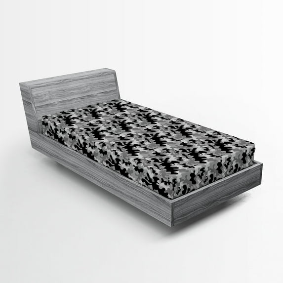 Ambesonne Black and Grey Fitted Sheet, Greyscale Gloomy, Twin XL Size, Charcoal Grey Grey