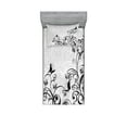 thumbnail image 1 of Ambesonne Black and Grey Fitted Sheet & Pillow Sham Set, Floral and Grunge, Twin, Charcoal Grey Pale Taupe, 1 of 2