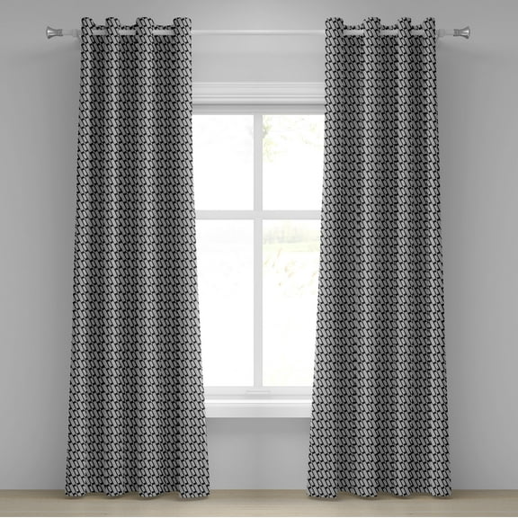 Ambesonne Black and Grey Grommet Curtain, Monotone Shapes, 50" x 120", Black and Grey