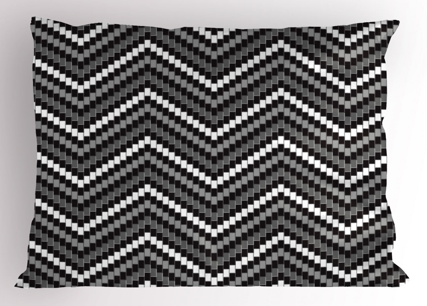 Ambesonne Black and Grey Pillow Sham, Herringbone Design, 26" X 20