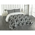 thumbnail image 1 of Ambesonne Black and Grey Quilted Bedspread Set 3 Pcs, Greyscale Gloomy, Queen Size, Charcoal Grey Grey, 1 of 5