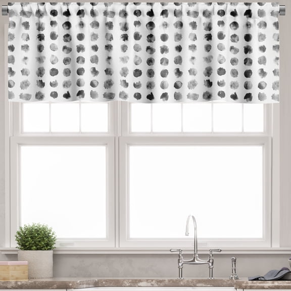Ambesonne Black and Grey Valance Pack of 2, Circular Blob, 42"X18", Dark Grey and Pale Taupe
