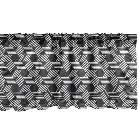Ambesonne Black and Grey Window Valance, Geometric Irregular, 54" X 12", Dark Grey White