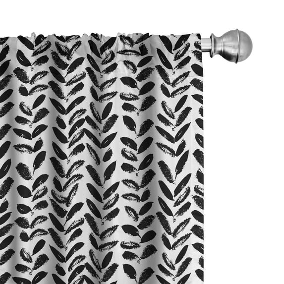 Ambesonne Black and White 4-Panel Curtains, Paint Motif, 56"x95", Black White
