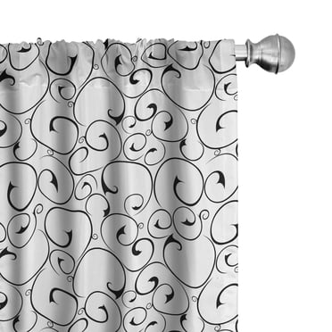 Ambesonne Black and White Curtains, Paint Motif, Pair of 28"x84", Black ...