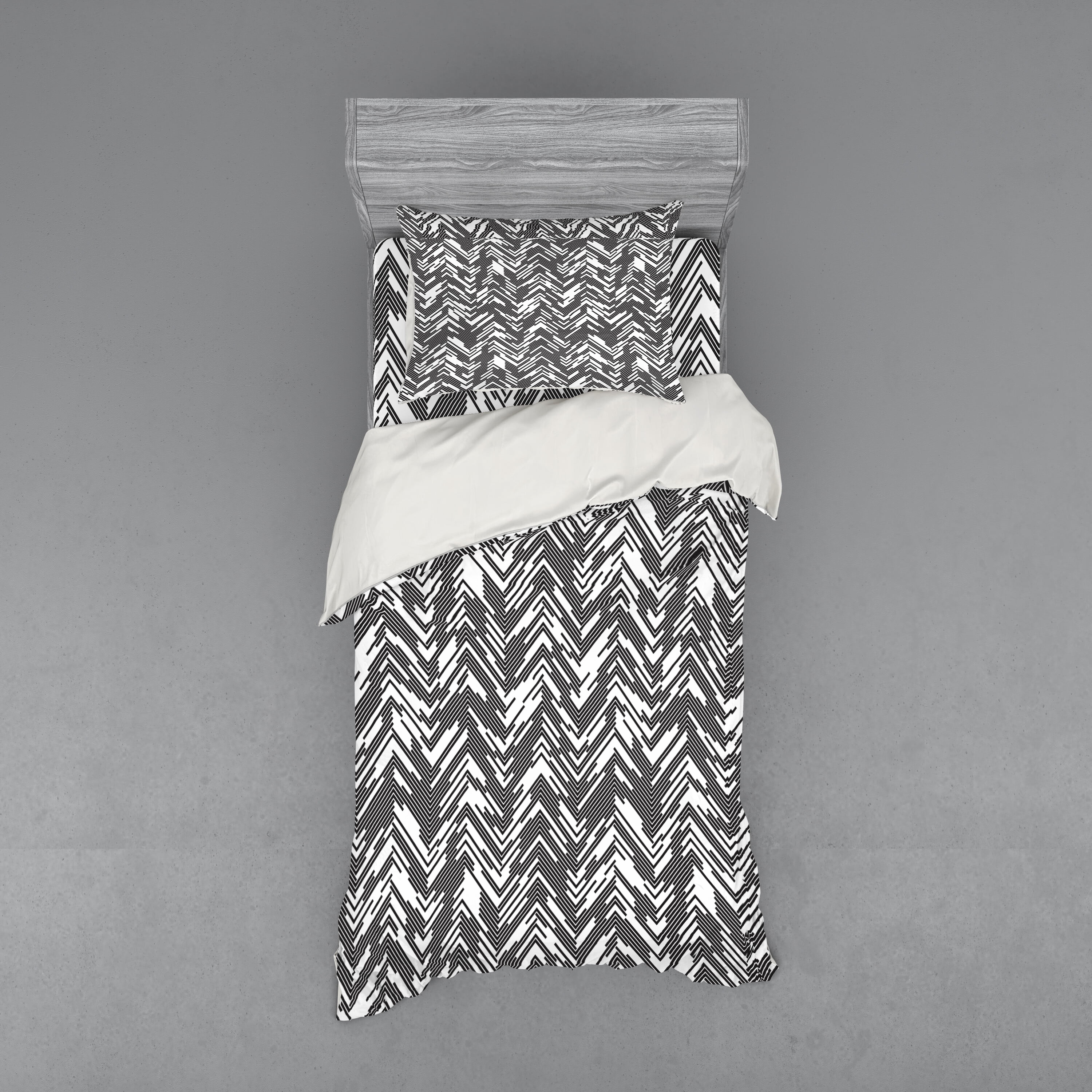 Twin Black and White Chevron Duvet Cover Set