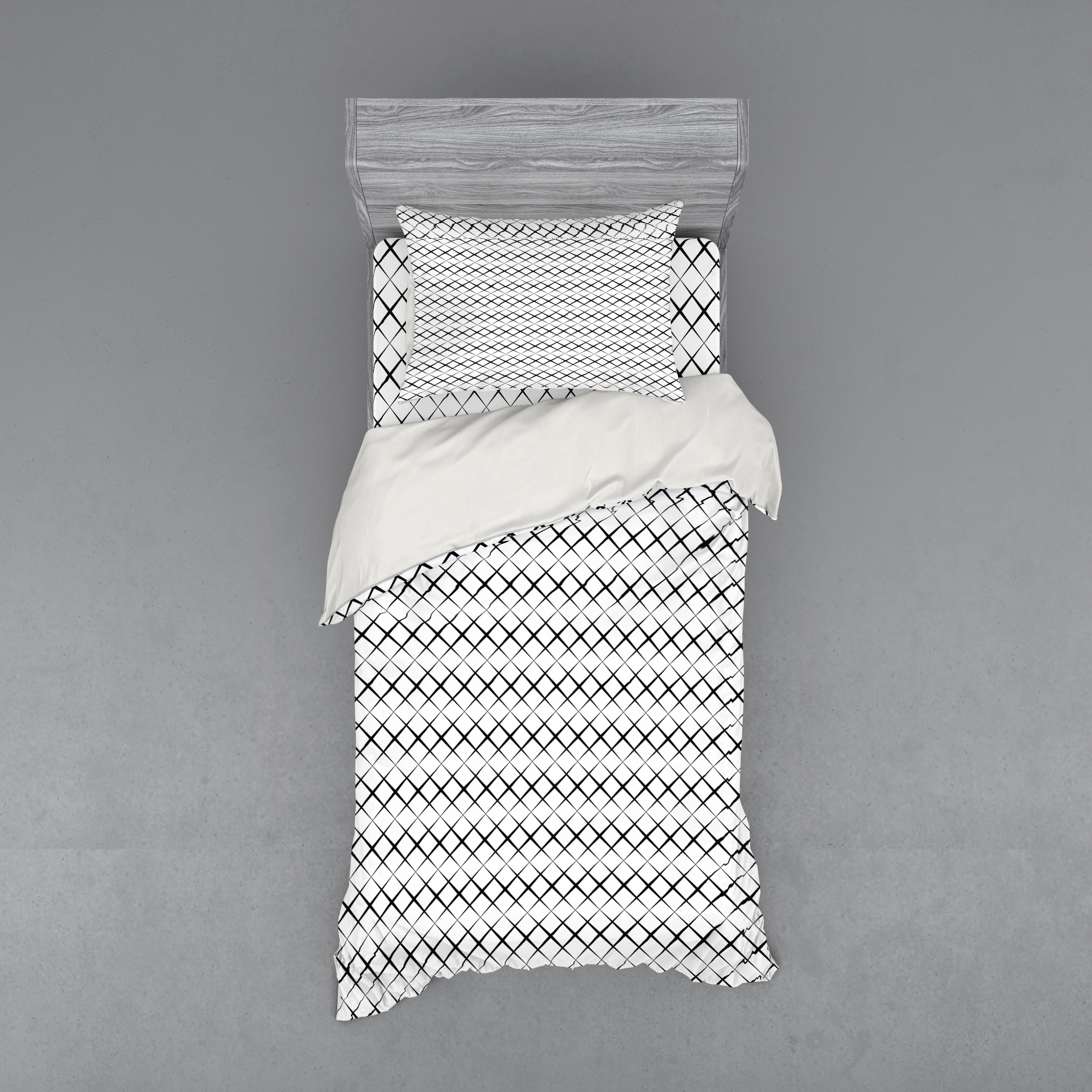 Twin Black and White Chevron Duvet Cover Set