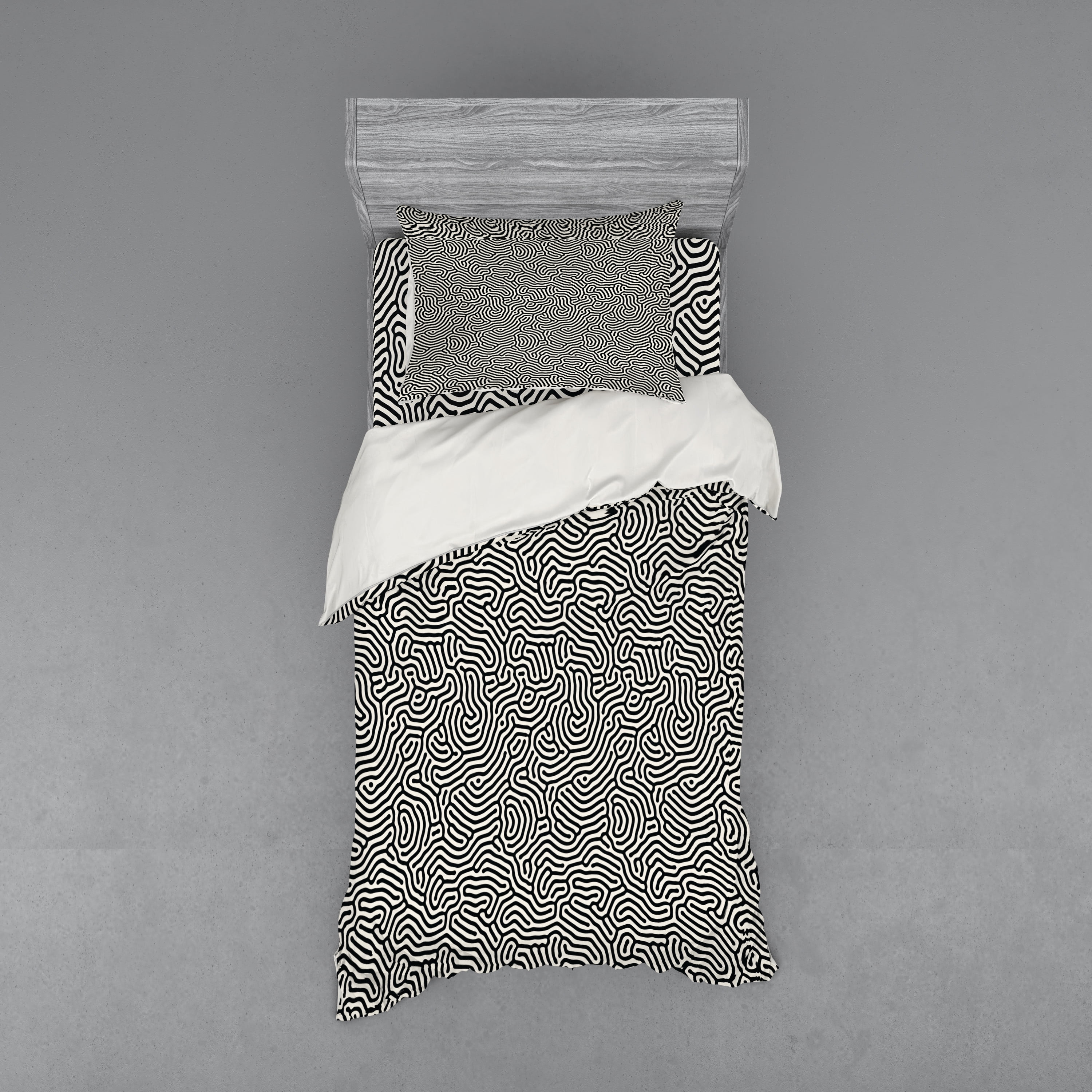 Twin Black and White Chevron Duvet Cover Set
