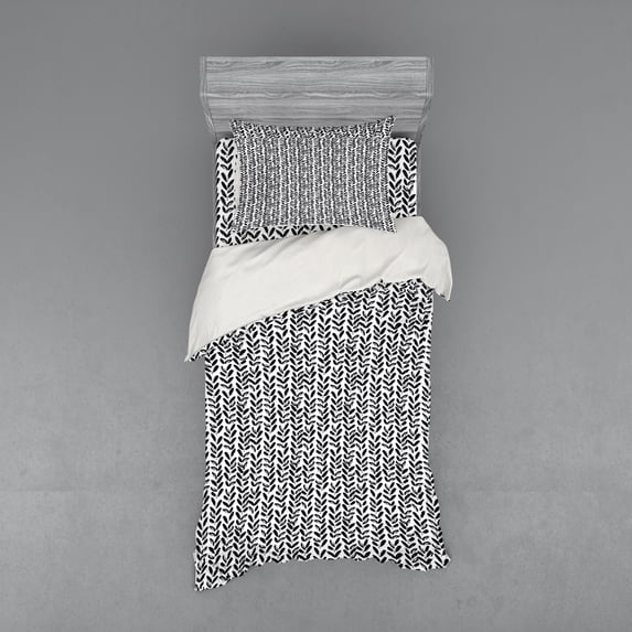 Ambesonne Black and White Bedding Set 3 Pcs, Paint Motif, Twin, Black White