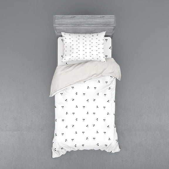 Ambesonne Black and White Bedding Set 3 Pcs, Skull Art, Twin, Charcoal Grey White