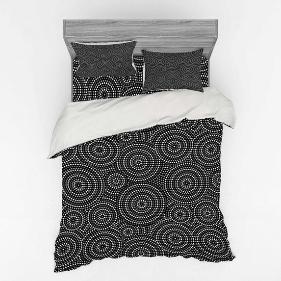 Ambesonne Black and White Bedding Set 4 Pcs, Aborginial Art, Queen, Grey Black White