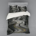 thumbnail image 1 of Ambesonne Black and White Bedding Set 4 Pcs, Asphalt Road, Queen, Black Grey Yellow, 1 of 2