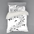 thumbnail image 1 of Ambesonne Black and White Bedding Set 4 Pcs, Curves Swirls Bird, Queen, Black White, 1 of 3
