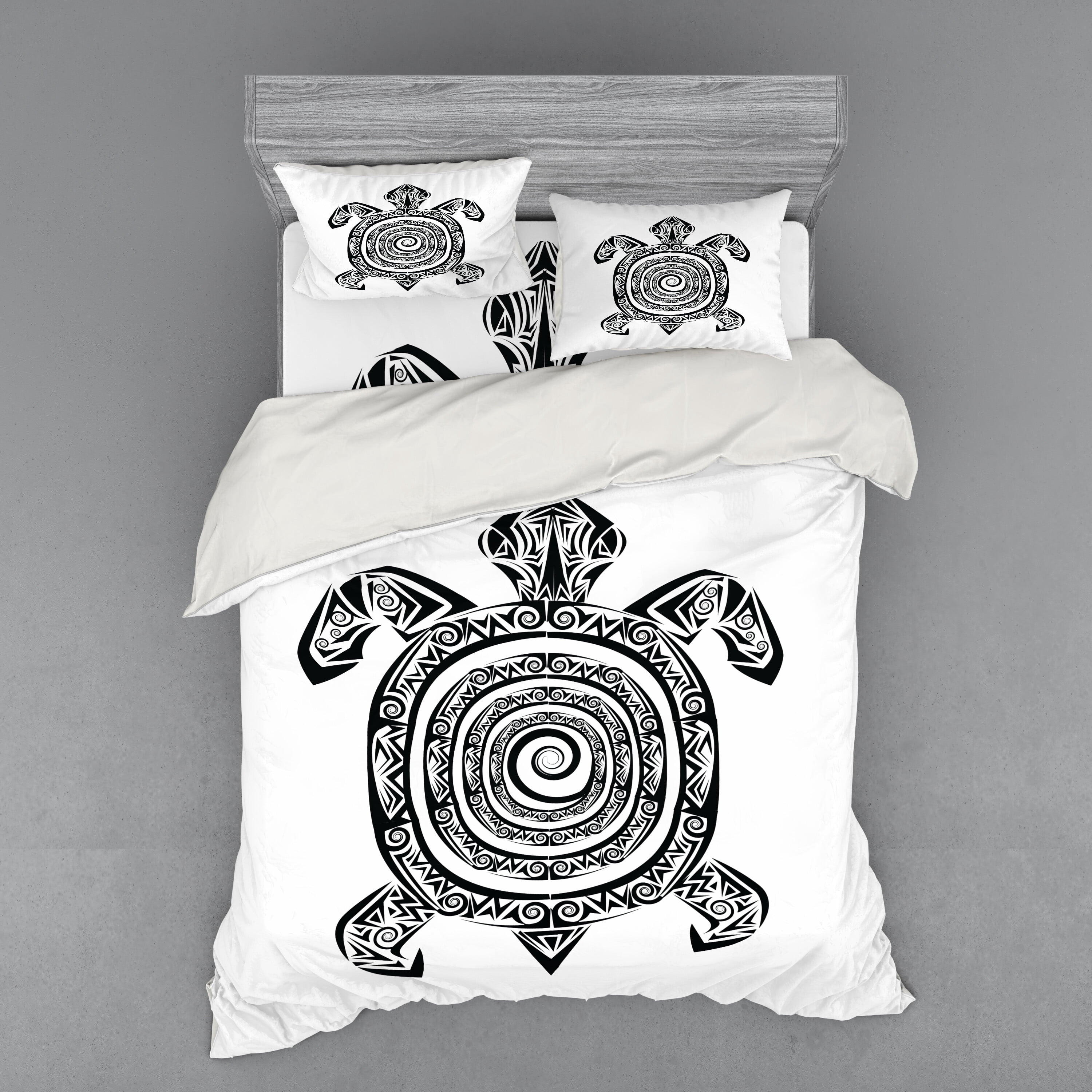 Ambesonne Black and White Bedding Set 4 Pcs, Turtle Spirals, Queen ...