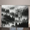 thumbnail image 1 of Ambesonne Black and White Curtains 2 Panel Set, Foggy Forest Scene, 108" x 108", Grey and Charcoal Grey, 1 of 2
