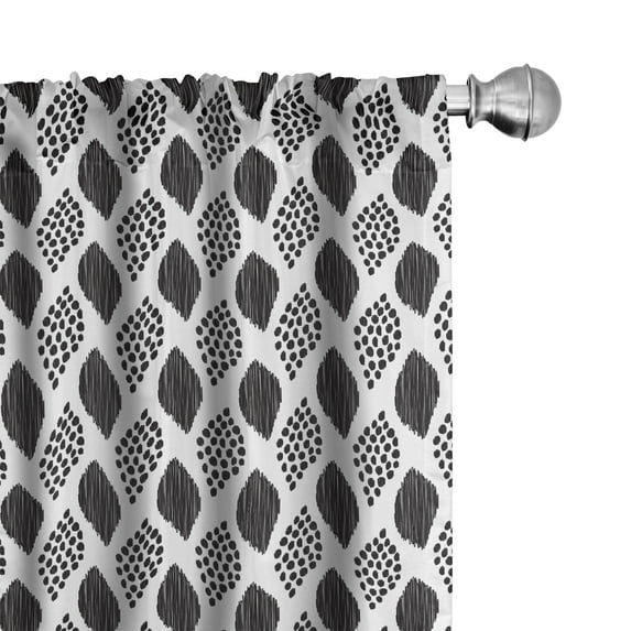 Ambesonne Black and White Curtains, Abstract Black Dots, Pair of 28"x84", Black White