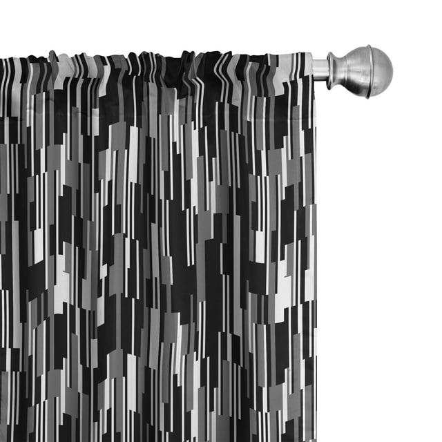 Ambesonne Black and White Curtains, Abstract Lines, Pair of 28"x95 ...