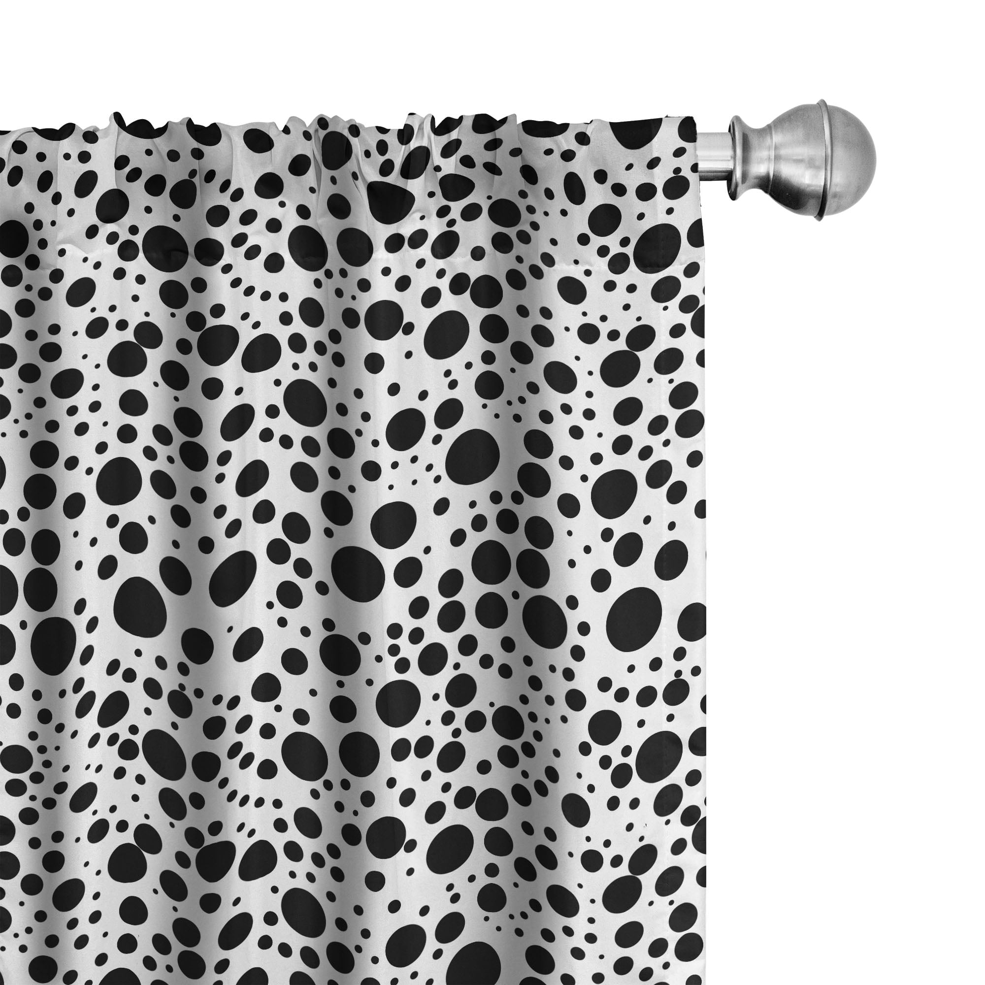 Black and White Polka Dot Polyester Room-Darkening Curtain Panels
