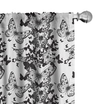 Ambesonne Black and White Curtains, Butterfly Motif, Pair of 28"x84", Black White