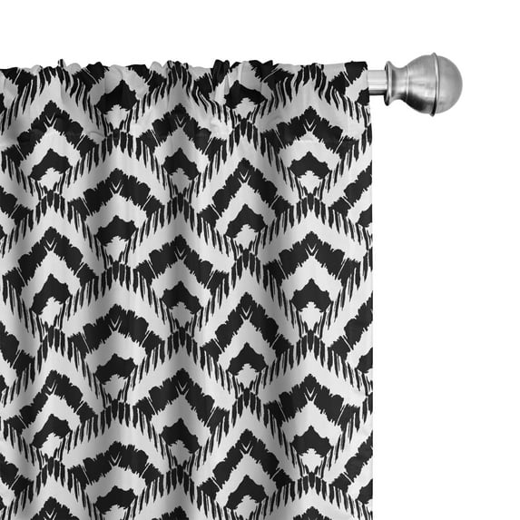 Ambesonne Black and White Curtains, Chevron Lines, Pair of 28"x63", Black White