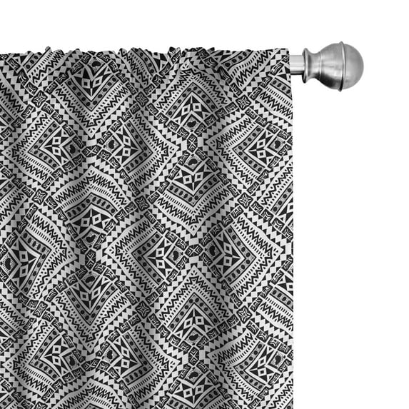 Ambesonne Black and White Curtains, Chevrons and Dots, Pair of 28"x95", Black White