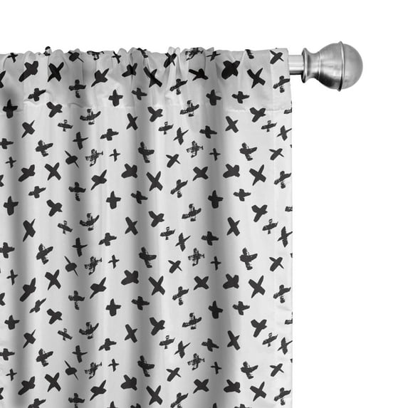 Ambesonne Black and White Curtains, Math Plus Sign, Pair of 28"x63", Black White