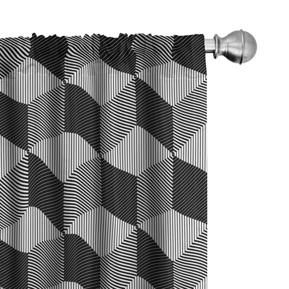 Ambesonne Black and White Curtains, Monochrome Cube, Pair of 28"x63", Black and White