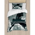 thumbnail image 1 of Ambesonne Black and White Duvet Cover Sets, Eiffel Tower View, 2-Twin, Blue Grey, 1 of 4