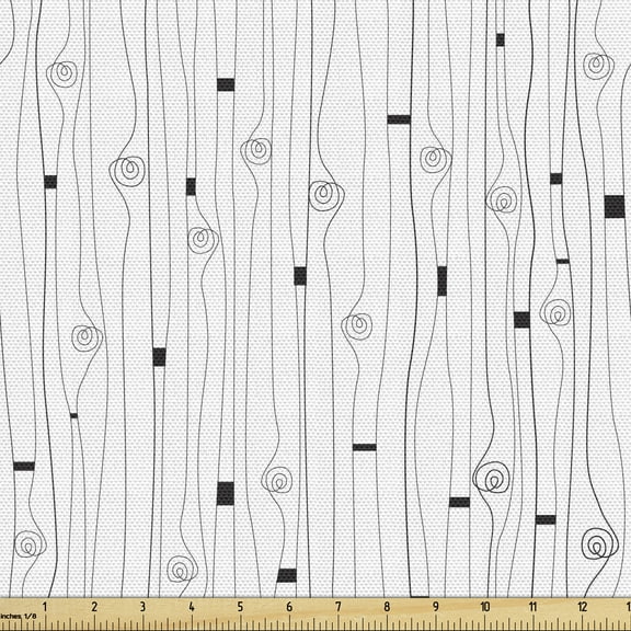 Ambesonne Black and White Fabric by the Yard Upholstery, Classic Stripes, 2 Yards, Black and White