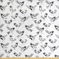 thumbnail image 1 of Ambesonne Black and White Fabric by the Yard Upholstery, Curious Bird Motifs, 2 Yards, Black White, 1 of 4