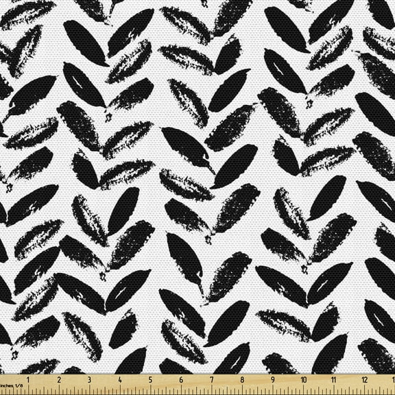 Ambesonne Black and White Fabric by the Yard Upholstery, Paint Motif, 5 Yards, Black White
