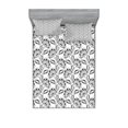 thumbnail image 1 of Ambesonne Black and White Fitted Sheet & Pillow Sham Set, Hand-drawn Floral, Full, Black and White, 1 of 3
