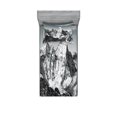 thumbnail image 1 of Ambesonne Black and White Fitted Sheet & Pillow Sham Set, Mountain Peaks, Twin, Black White Grey, 1 of 3
