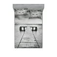 thumbnail image 1 of Ambesonne Black and White Fitted Sheet & Pillow Sham Set, Old Pier on Sea, Queen, Black and White, 1 of 2