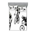 thumbnail image 1 of Ambesonne Black and White Fitted Sheet & Pillow Sham Set, Sketch Cyclists, Queen, Black and White, 1 of 2
