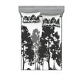 thumbnail image 1 of Ambesonne Black and White Fitted Sheet & Pillow Sham Set, Summer Forest, Full, Grey White Charcoal Grey, 1 of 2