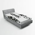 thumbnail image 1 of Ambesonne Black and White Fitted Sheet, Sketch Cyclists, Twin Size, Black and White, 1 of 2