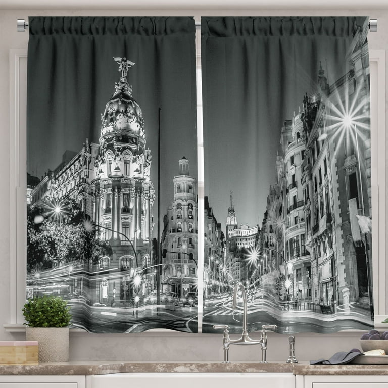 Black and white curtains for kitchen deals
