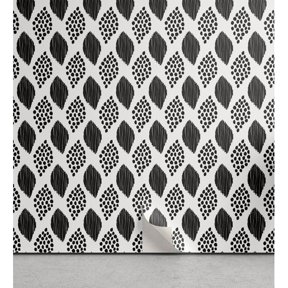 Ambesonne Black and White Peel & Stick Wallpaper for Home, Abstract Black Dots, 13"x100", Black White