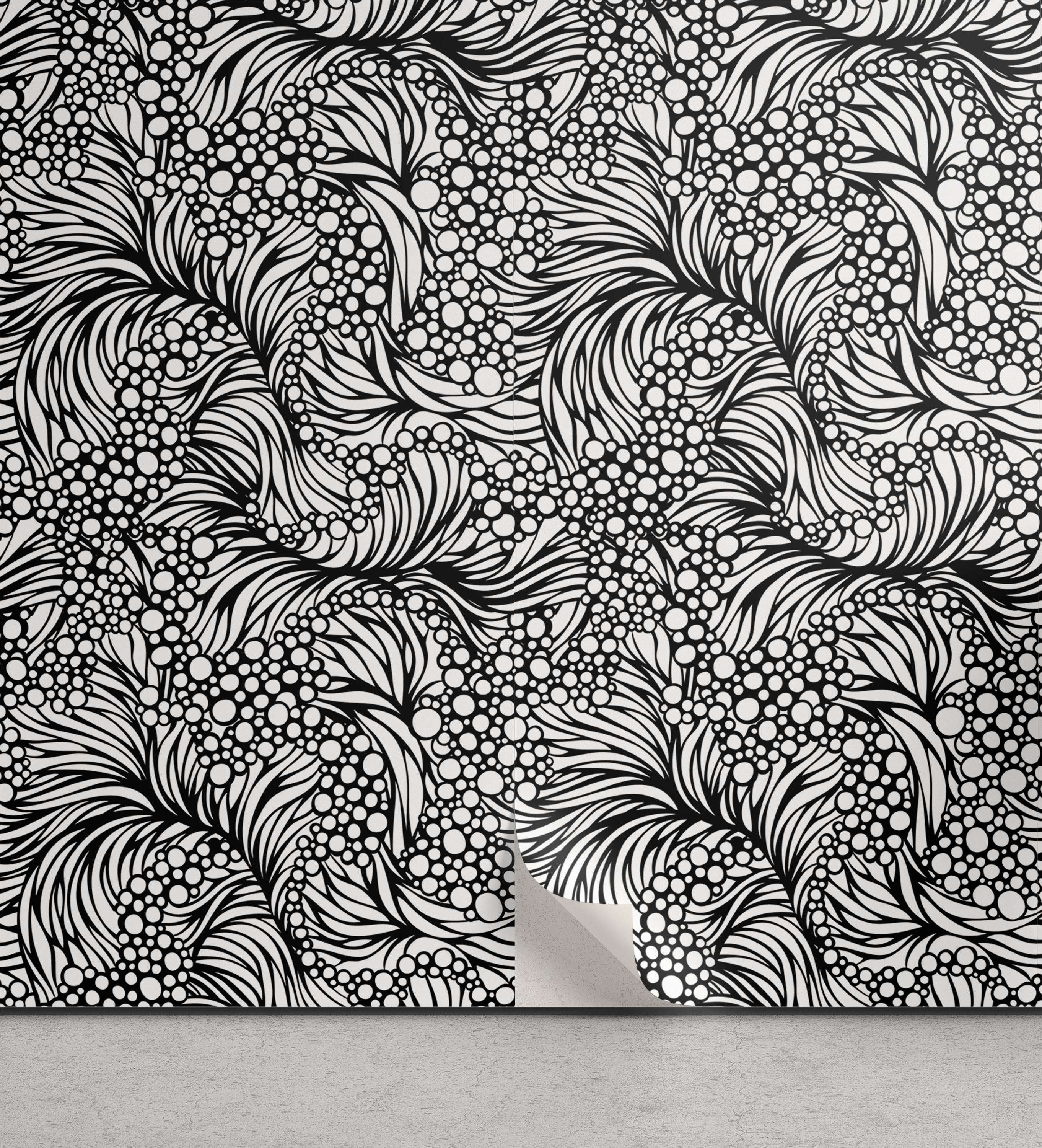 Ambesonne Black and White Peel & Stick Wallpaper for Home, Shapes and ...