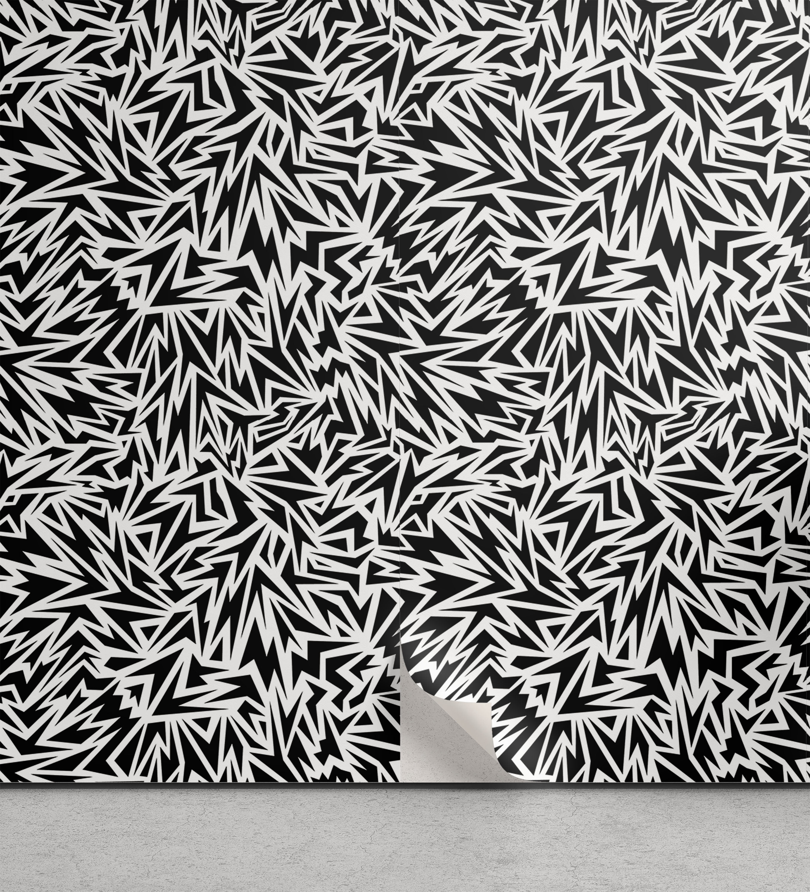 Ambesonne Black and White Peel & Stick Wallpaper for Home, Sharp Shapes ...