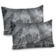 thumbnail image 1 of Ambesonne Black and White Pillow Sham 2 Pack, Chicago City, 26"x20", Grey Black White, 1 of 3